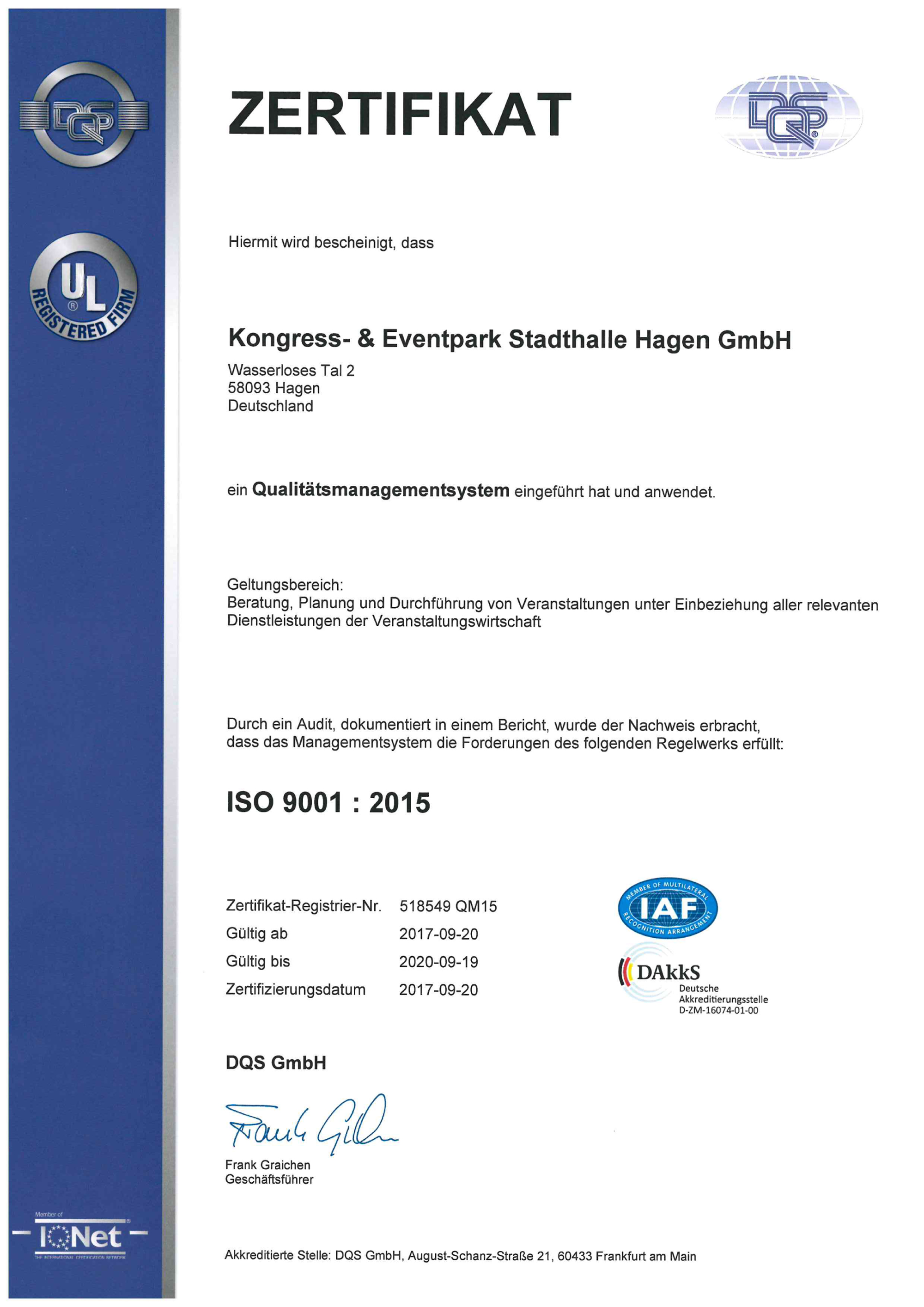 2016 ISO Zertifikat deutsch
